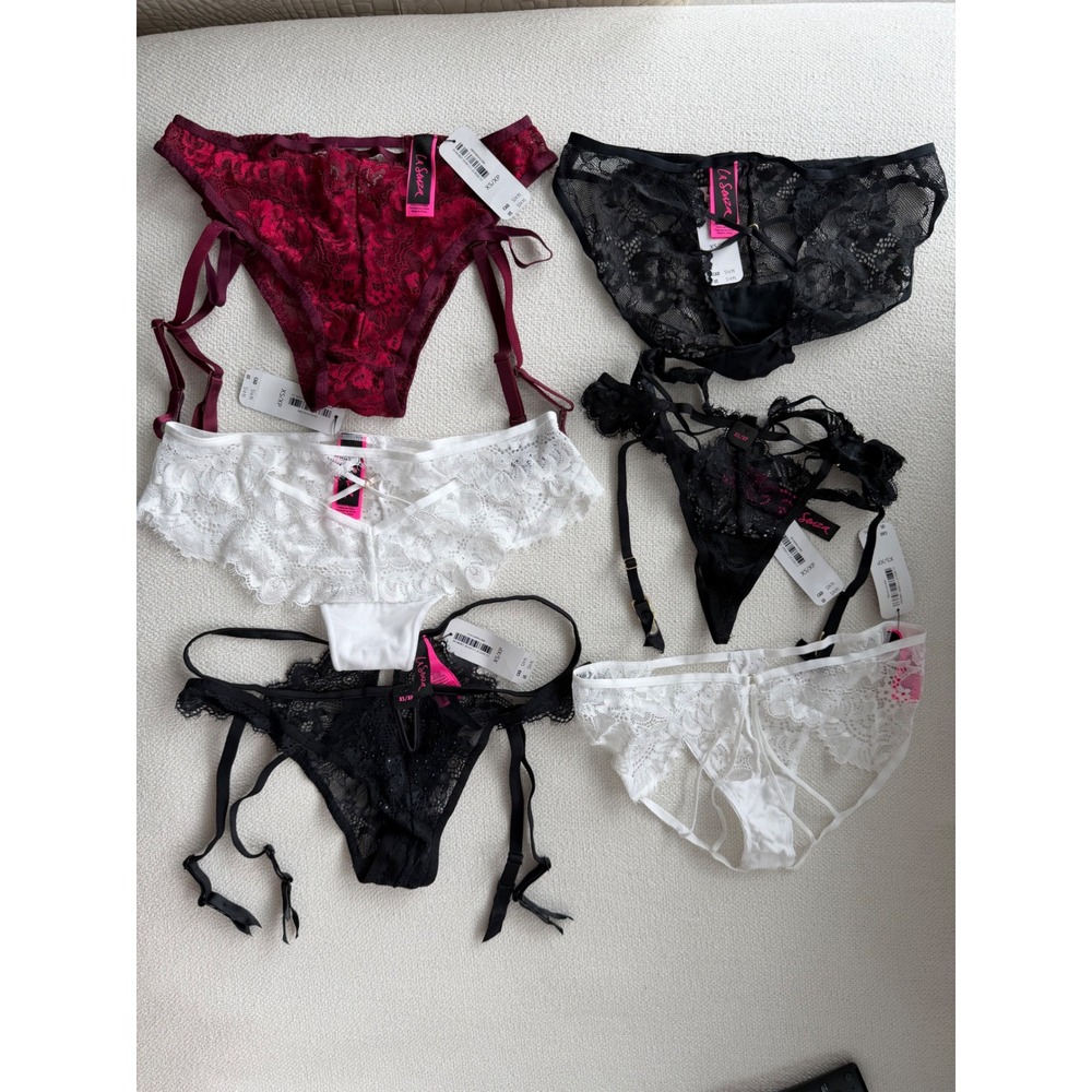 La Senza 6 Pack Lace Panties Thong Bikini Garter Lingerie XS NWT $120 Retail